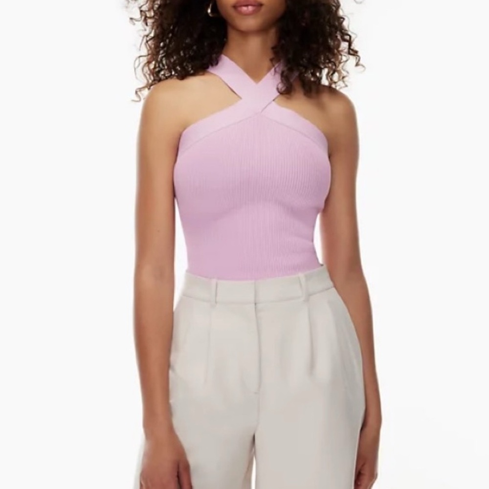 Aritzia Babaton Sculpt Knit Criss Cross Cropped Tank